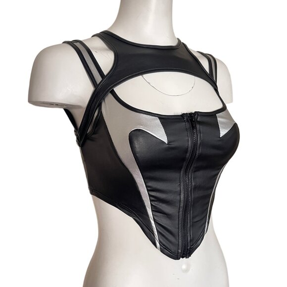 SHEIN Tops - NWT Shein Reflective Sexy Zipp crop Corset Top Rave Club Festival